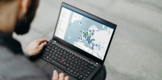 NordVPN running on a Windows laptop