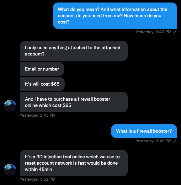 account recovery - message